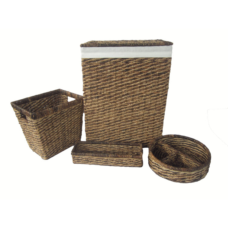 Bayou Breeze Set of 4 Wicker Hamper and Bath Accessories Wayfair